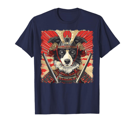 Border Collie Dog Japanese Art Samurai Ukiyo-e Vintage T-Shirt