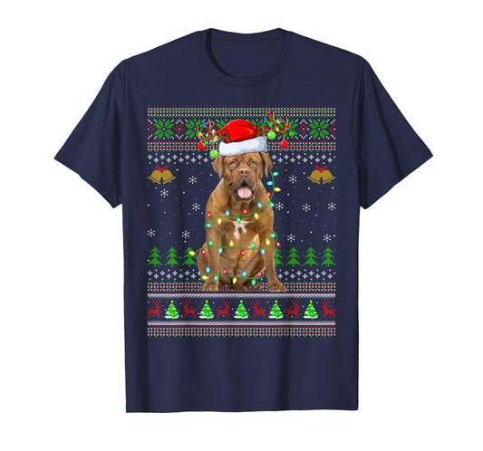 Dogue De Bordeaux Dog Ugly Christmas Sweaters Holiday Xmas T-Shirt