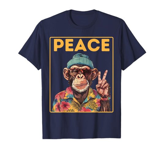 Cool Peace Monkey Vintage Hippie Chimp in Sunglasses T-Shirt