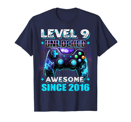 9th Birthday Boy Level 9 Gamer 9 Year Video Game Party T-Shirt