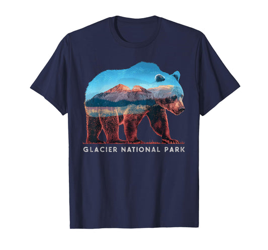 Retro Distressed Glacier Bear Glacier National Park Souvenir T-Shirt