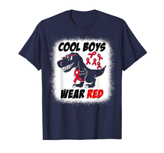 Cool Boys Wear Red For Red Ribbon Week T-Rex Dino Boys Kids T-Shirt