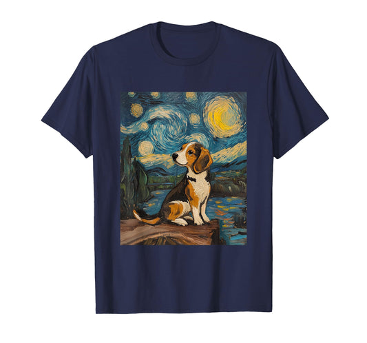 Beagle Dog - Van Gogh Style - Starry Night Graphic T-Shirt