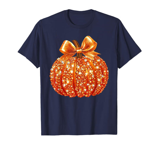 Coquette Bow Pumpkin Season Thanksgiving Autumn Fall Y'all T-Shirt
