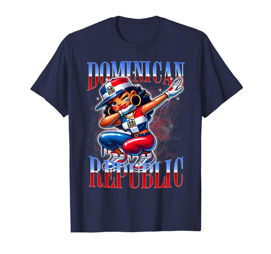 Dominican Republic Flag Dab Urban Streetwear Design T-Shirt