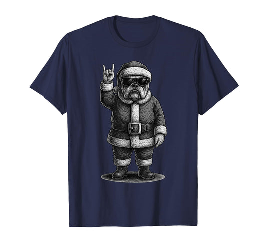 English Bulldog Rock Music Christmas Dog Lover T-Shirt