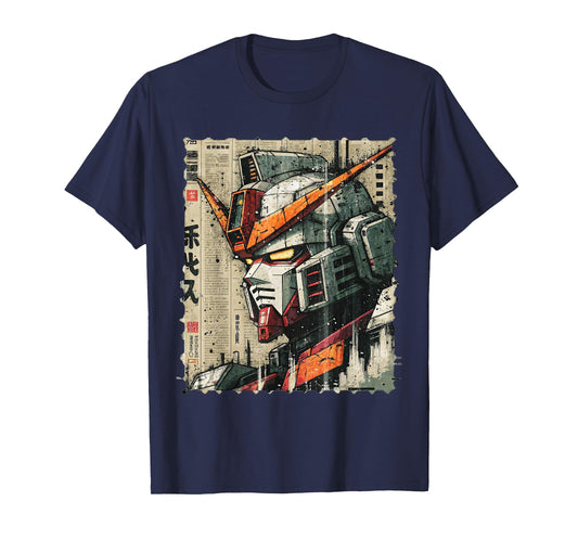 Japanese Mecha Robot Head Vintage Anime Art Mens Boys Kids T-Shirt