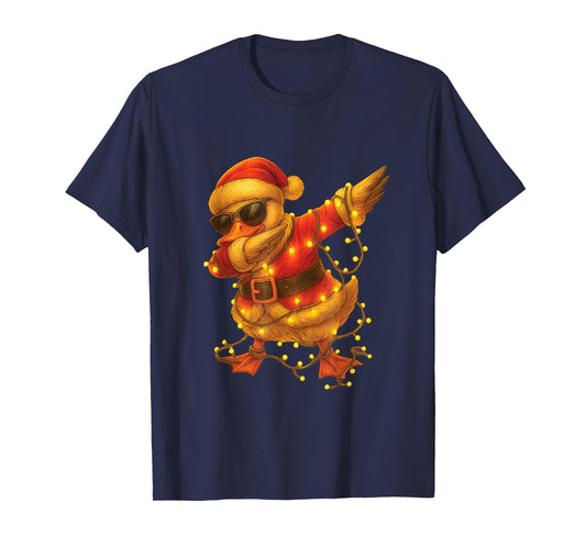 Retro Vintage Dabbing Santa Goose Xmas Light Funny Christmas T-Shirt