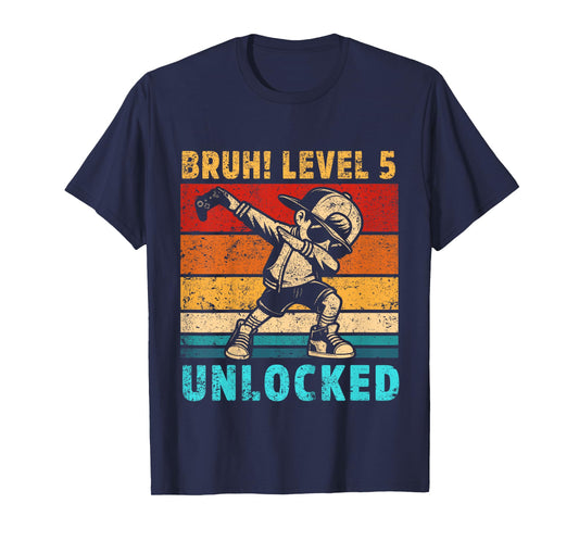 Kids 5 Year Old Birthday Dabbing Boy Bruh 5th level unlocked T-Shirt