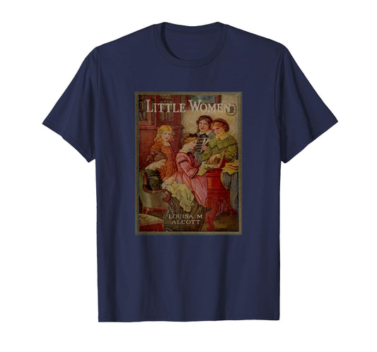 Louisa May Alcott Coming of Age Novel Little Women Book Cover T-Shirt, Small, Black