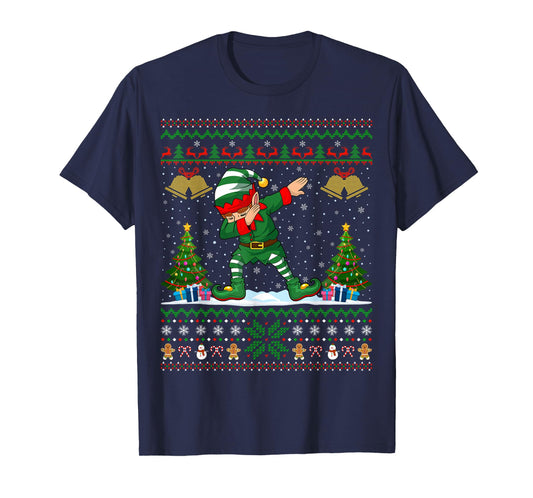 Family Matching Ugly Xmas Sweater Dabbing Elf Christmas T-Shirt