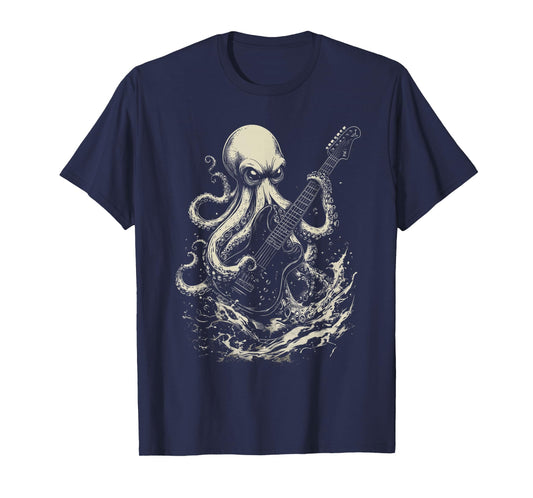 Guitar Player Octopus Heavy Metal Head Funny Guitarist T-Shirt