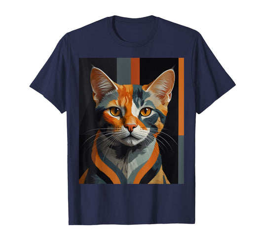 Geometric Feline Cat Abstract Cat Art For Cat Artwork Lovers T-Shirt