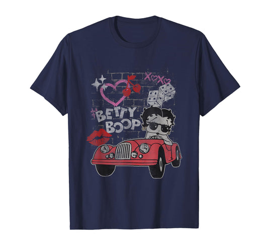 Betty Boop Kisses Distressed Heart Betty T-Shirt