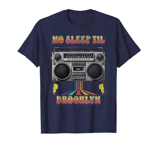 Vintage No Sleep Til Brooklyn Retro Style Stereo Radio T-Shirt