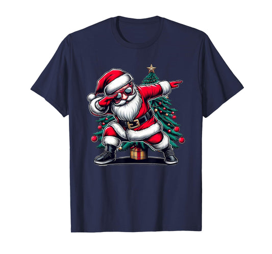 Dabbing Santa Claus Christmas Tree Boys Girls Funny Xmas Dab T-Shirt