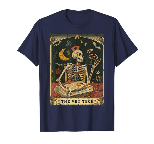 The Vet Tech Tarot Card Skeleton Stethoscope Veterinarian T-Shirt