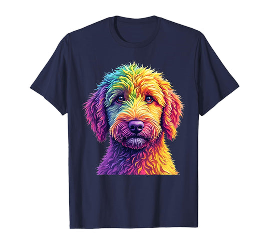 Golden Doodle Dog Colorful Goldendoodle Face dog Lover men T-Shirt