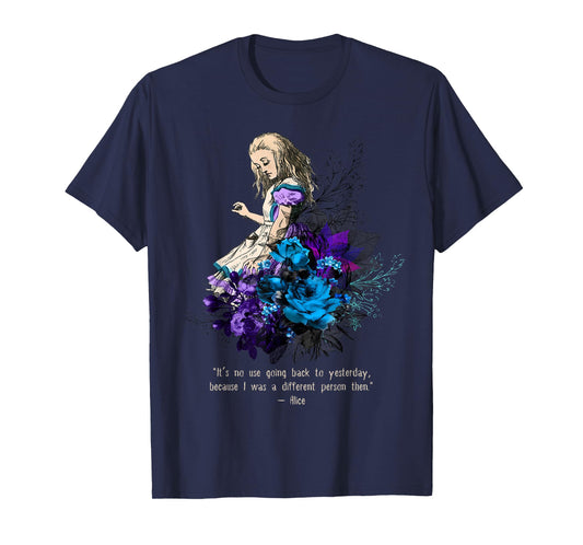 Alice adventures Wonderland Vintage Book Quote Lewis Carrol T-Shirt