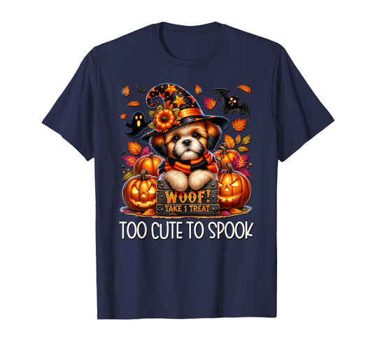 Fall and Halloween Shih Tzu Puppy is Too Cute to Spook T-Shirt