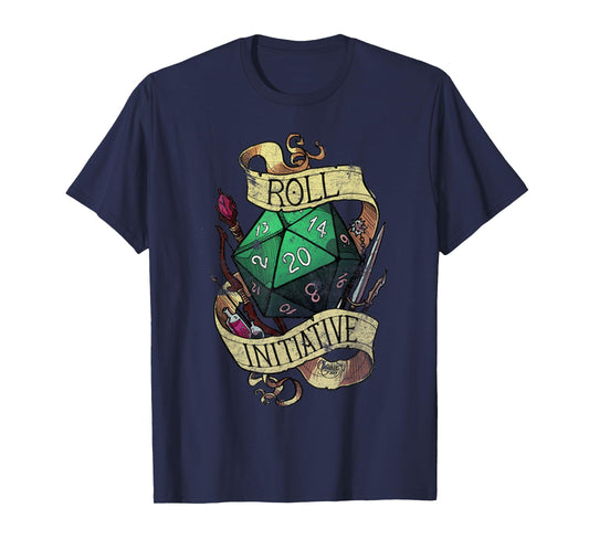 Vintage Funny Take the Initiative roll Retro Gaming Gamer T-Shirt
