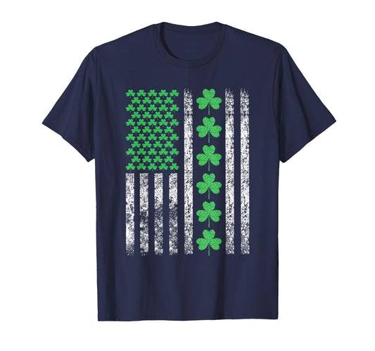 US American Irish Flag Shamrock Vintage St Patricks Day T-Shirt