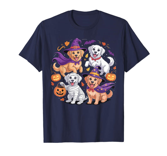 Cute Spooky Ghost Golden Retriever Dog Lover Halloween Party T-Shirt
