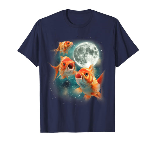 Three Goldfish Moon | 3 Fish Moon Unique Goldfish Parody T-Shirt