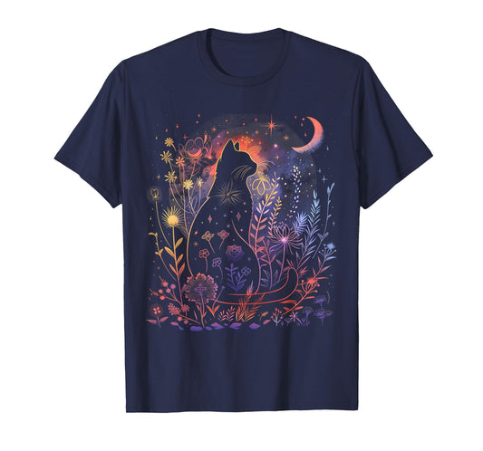 Halloween Black Cat Costume Mystical Cat Lover Womens Girls T-Shirt