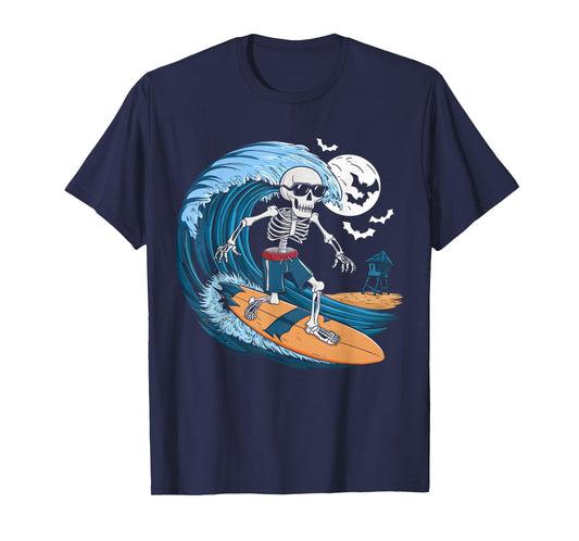 Halloween Surfing Skeleton Shirt Surfer Hawaiian Surf Hawaii T-Shirt