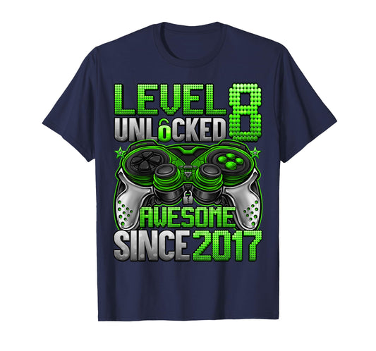 Level 8 Unlocked 8 Year Old Gifts For Boys 8th Birthday Boy T-Shirt
