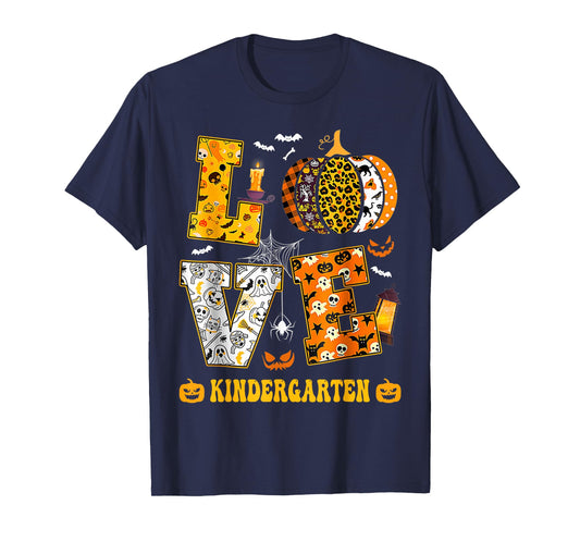 LOVE Kindergarten Pumpkin Teacher Student Halloween Costume T-Shirt