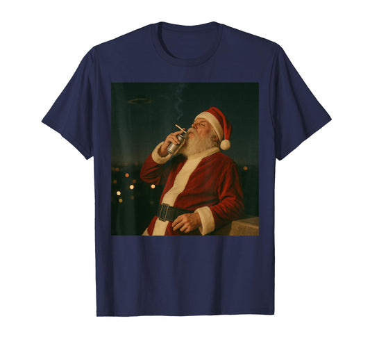 Funny Santa Claus 90's Aesthetic Vibes Christmas Flying UFO T-Shirt