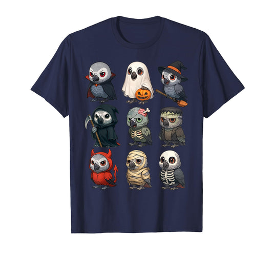 African Grey Parrot Bird Witch Zombie Halloween Costume T-Shirt