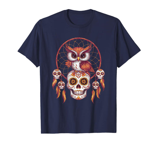 Sugar Skull Owl Day of Dead Halloween Dia De Muertos T-Shirt