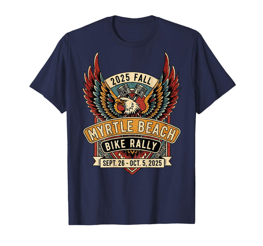 2025 Fall Myrtle Beach Bike Rally with Vintage Art ON Back T-Shirt