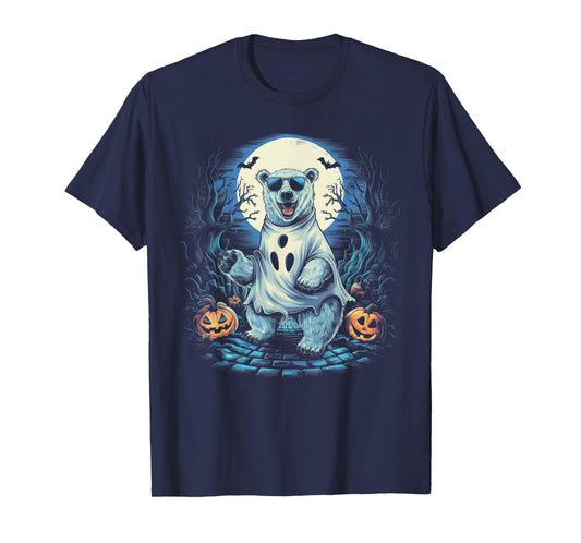 Cute Polar Bear Ghost Spooky Funny Halloween Costume Vintage T-Shirt