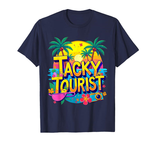 Funny Tourist Shirt & Vintage Hawaiian Accessories Unisex-Kids Tacky Tourist T-Shirt - Black, Small, Short Sleeve