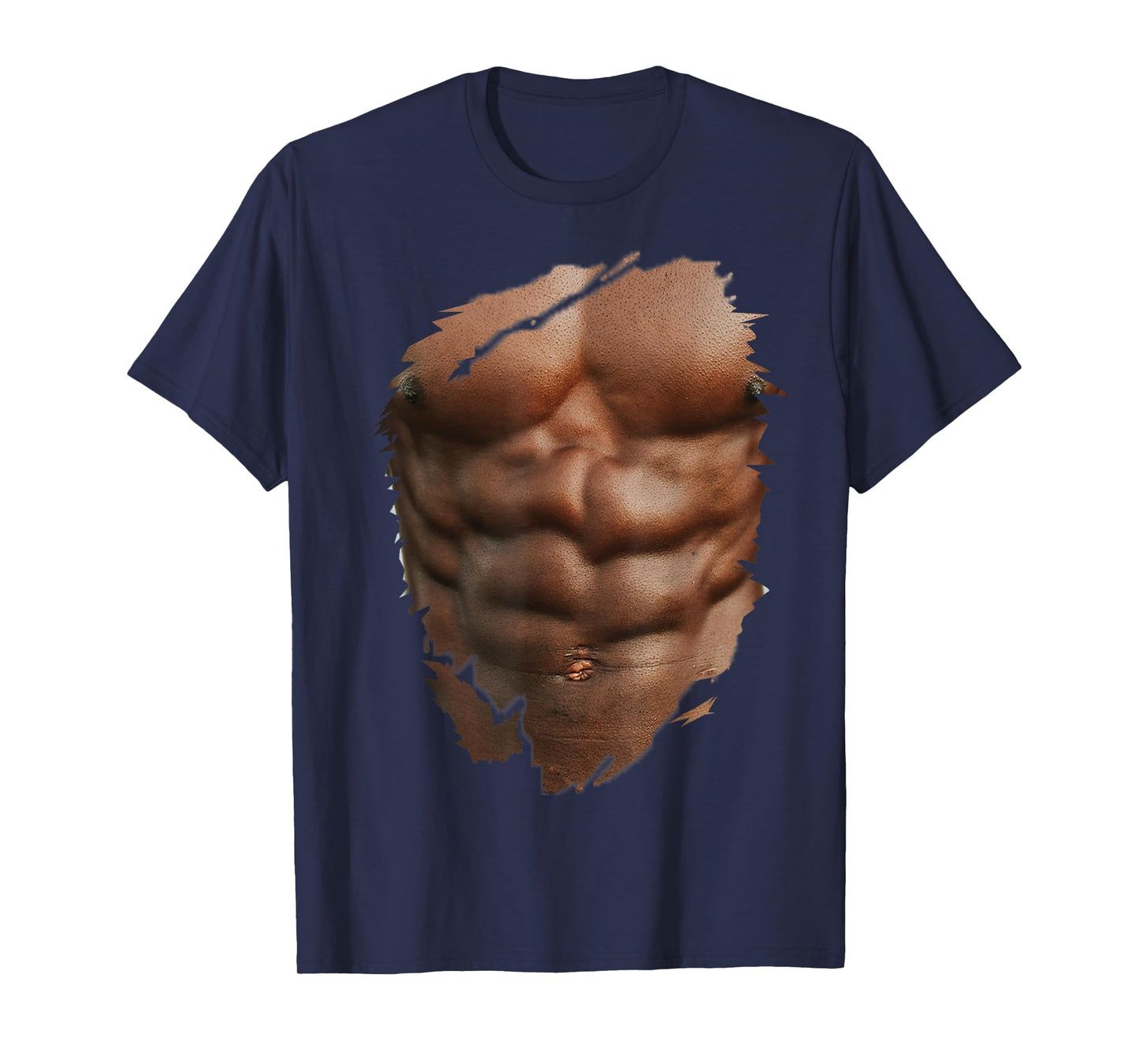 Funny Fake Ripped Muscles Six Pack Abs Black Bodybuilder T-Shirt