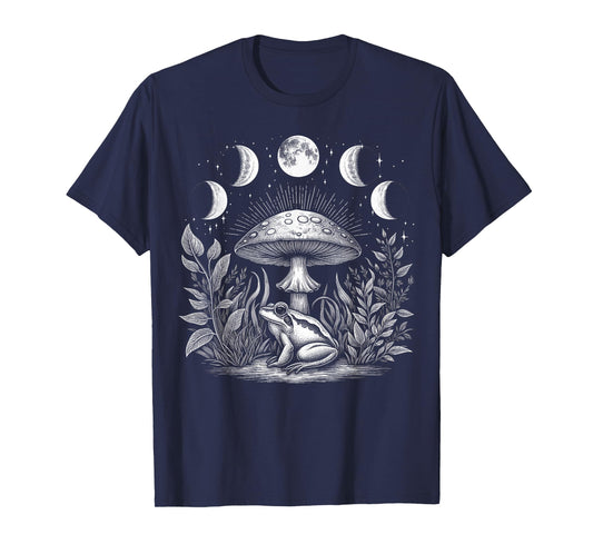 Cute Cottagecore Aesthetic Frog Mushroom Moon Frog T-Shirt