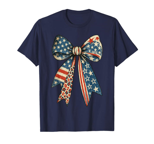 Vintage USA Bow in Red White Blue for Patriotic 4th Of July T-Shirt