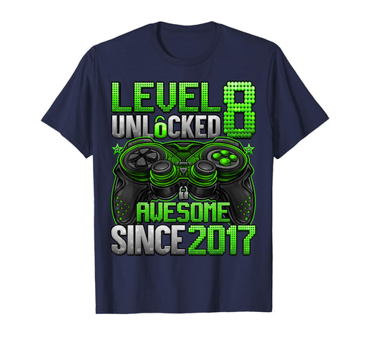 Level 8 Unlocked 8 Year Old Gifts For Boys 8th Birthday Boy T-Shirt