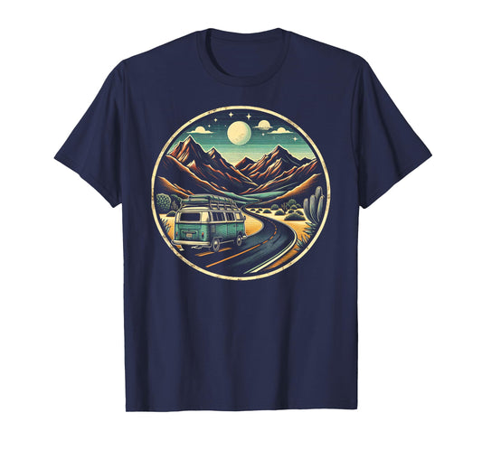 Retro Adventure Apparel Vintage Van Scenic Road Trip T-Shirt