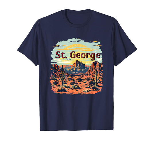 St. George Desert Mountain Vintage St. George Utah Cityscape T-Shirt