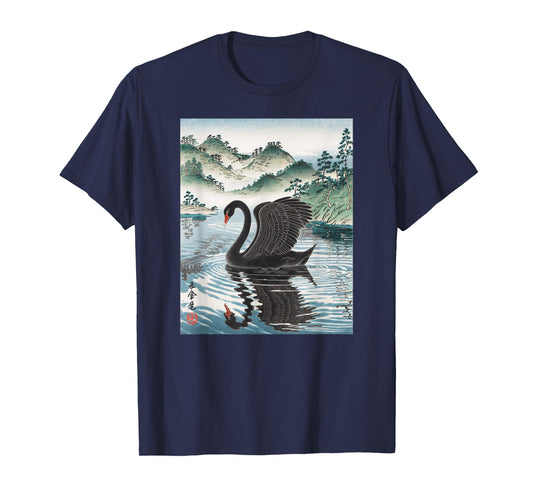 Japanese Art Black Swan Kyosai Vintage Japan Artwork T-Shirt