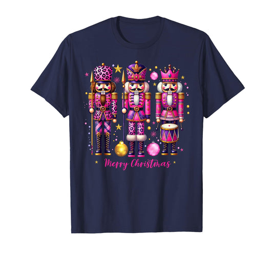Leopard Nutcracker Pink Christmas 2024 Xmas Pajamas Matching T-Shirt
