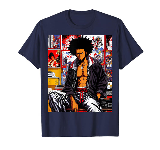 African Samurai Hip-hop Afro 90s Anime Retro Chill Lofi T-Shirt