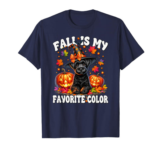Cute Schnauzer Halloween Pumpkin Fall is My Favorite Color T-Shirt