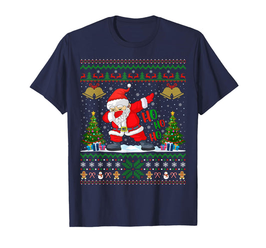 Family Matching Ugly Xmas Sweater Dabbing Santa Christmas T-Shirt