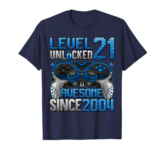 Level 21 Unlocked 21 Year Old Gifts Boys 21st Birthday Boy T-Shirt
